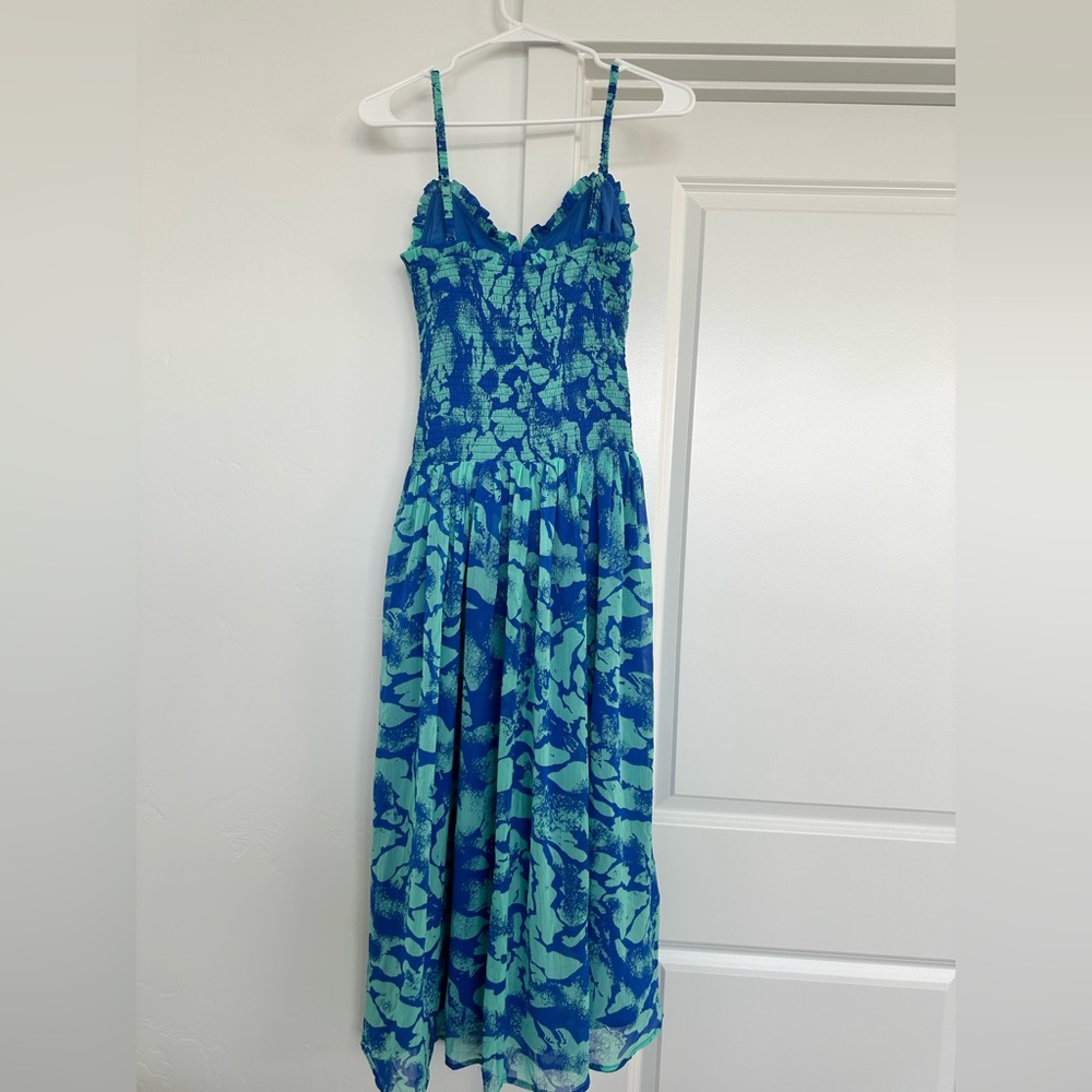 Vici Blue and Green Ruched Maxi Dress - Picture 2 of 11